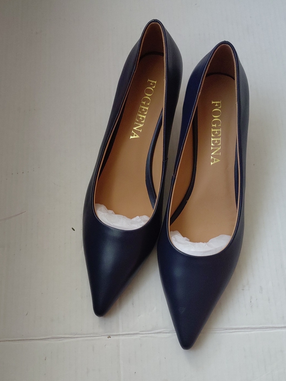 Fogeena Navy Blue Slip On Pointed Toe Stiletto Shoes Pumps  Women's Pumps Sz 12M